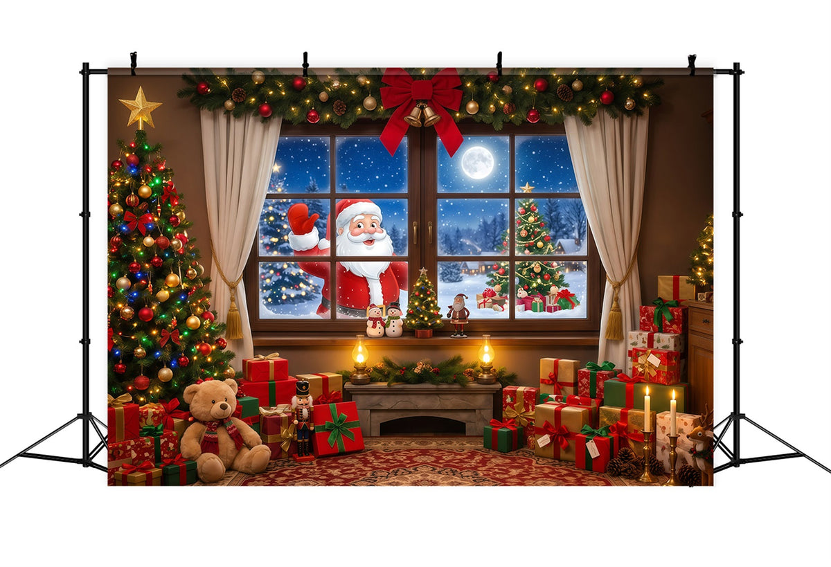 Santa Fotohintergrund Fenster Geschenkauslage Weihnachtsmusik RR610-19