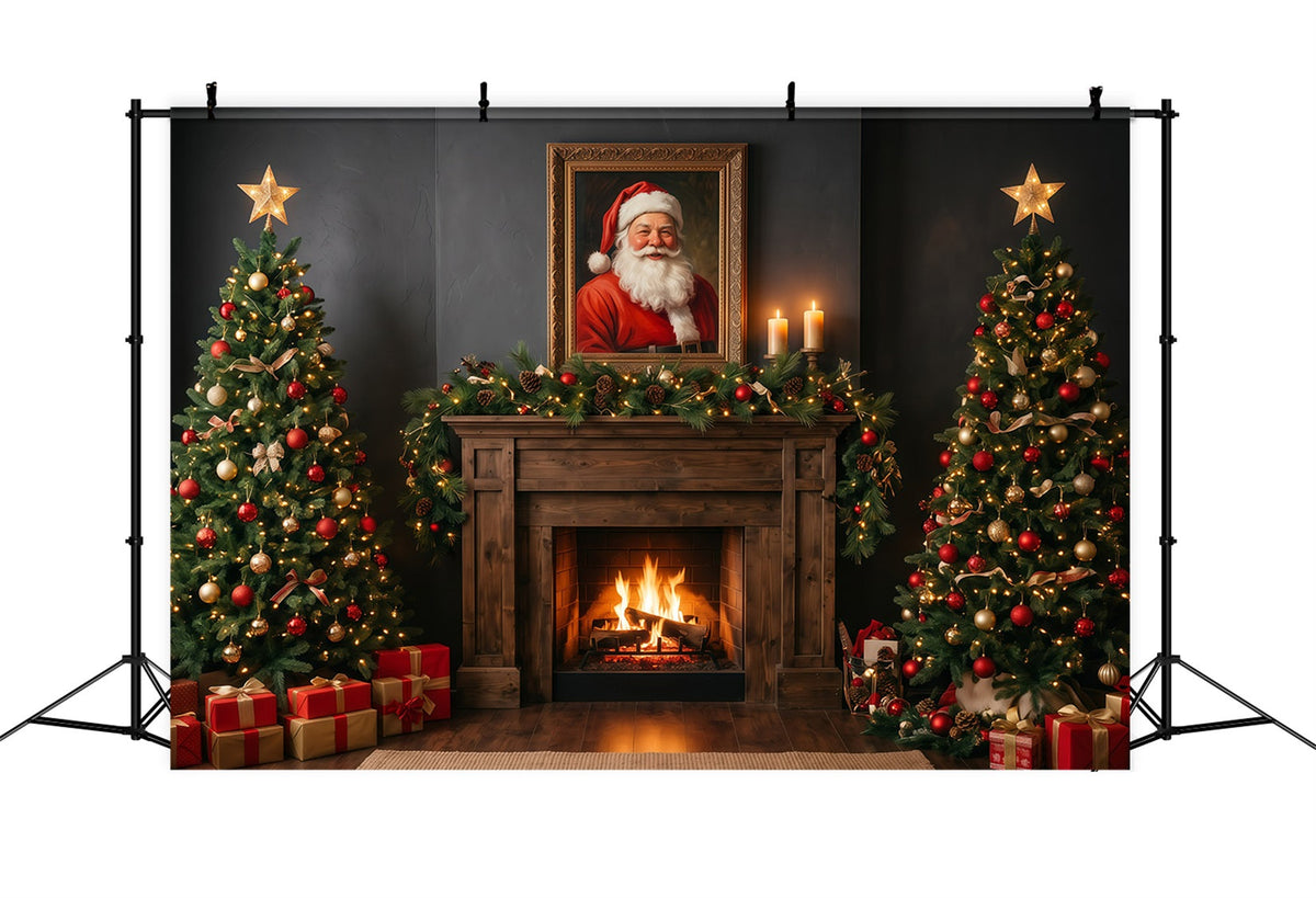 Santa Fotohintergrund Dunkler Kamin Dekoration RR610-34