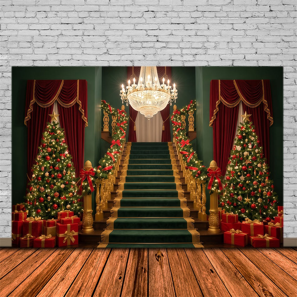 Weihnachtlicher Treppenhintergrund Große Kronleuchterhalle RR610-40