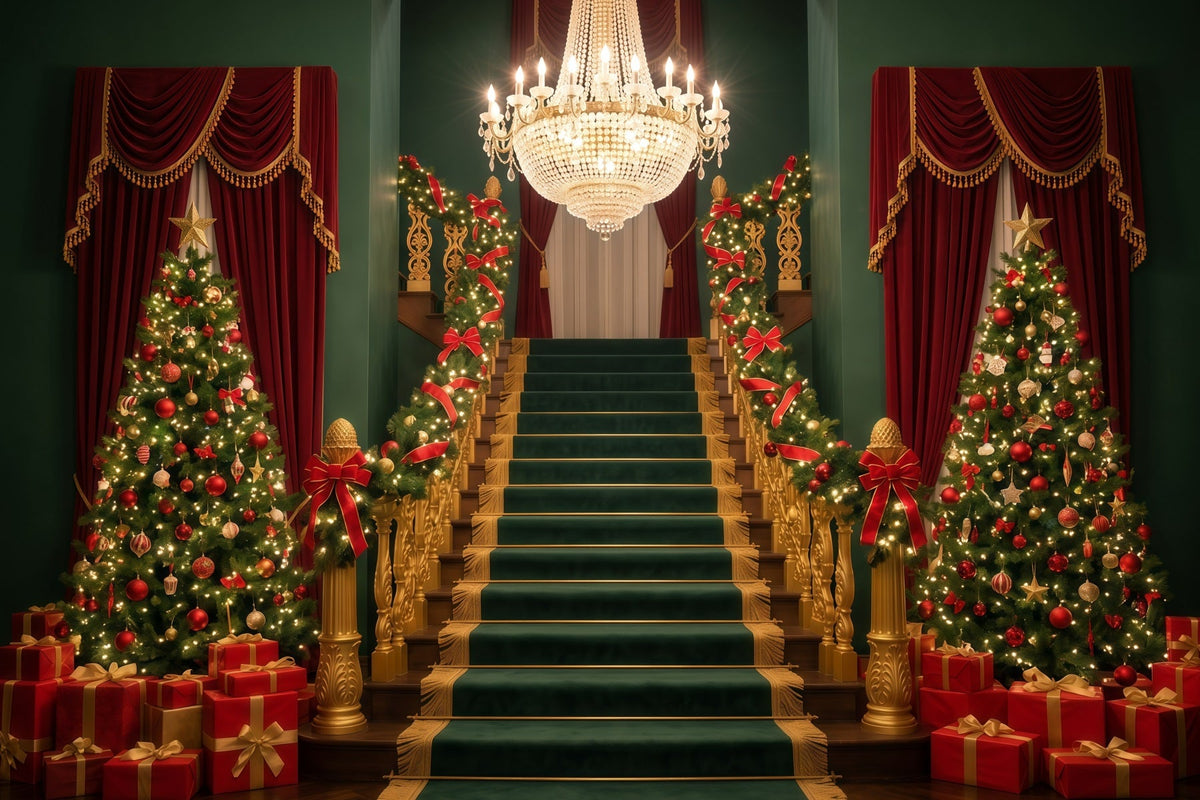 Weihnachtlicher Treppenhintergrund Große Kronleuchterhalle RR610-40
