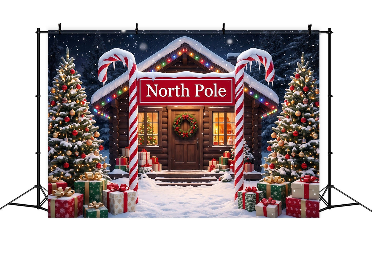 Nordpol-Fotohintergrund Verschneite Zuckerstangenhütte RR610-56