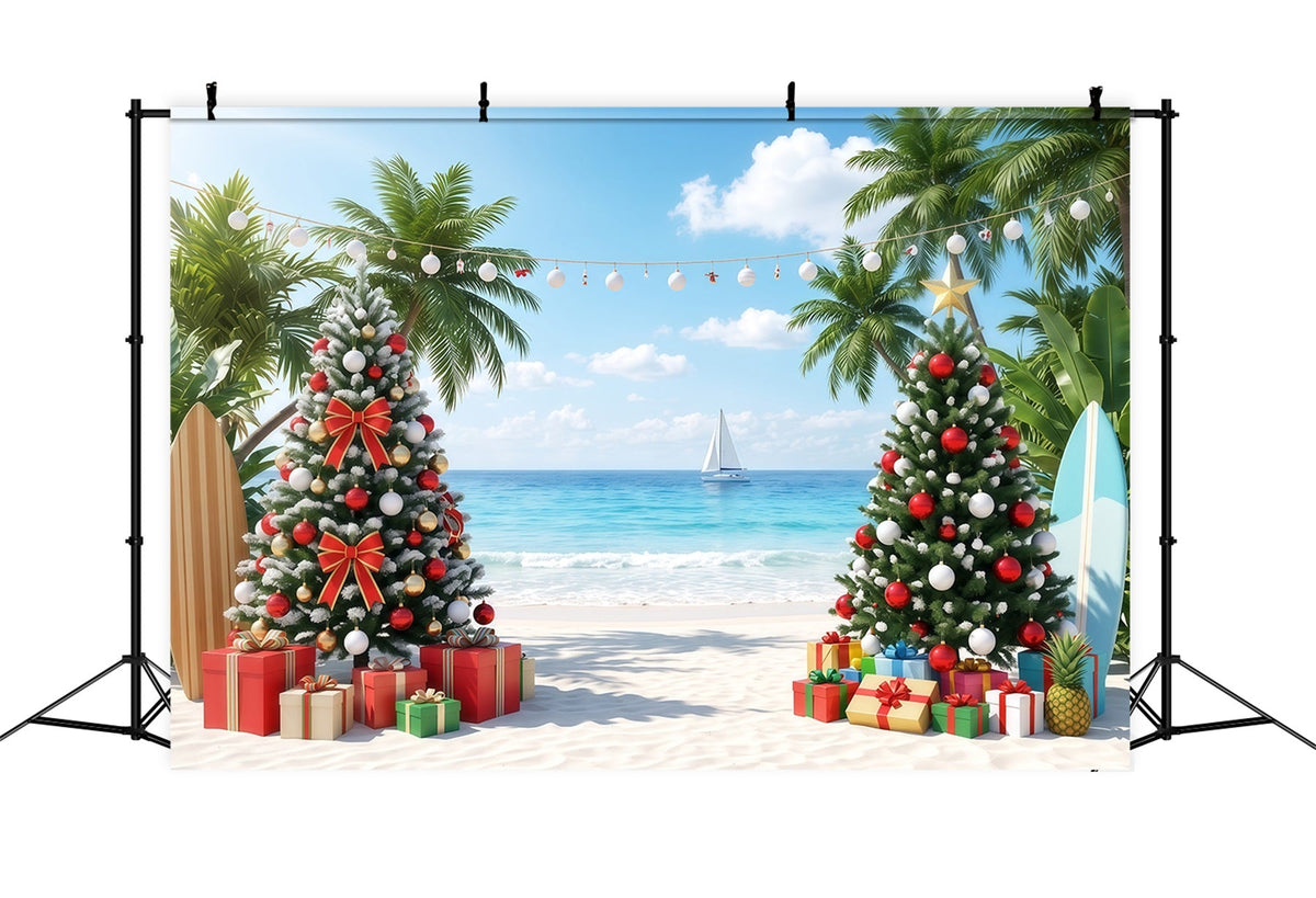 Tropischer Weihnachtshintergrund Strand Meer Palmen RR610-57