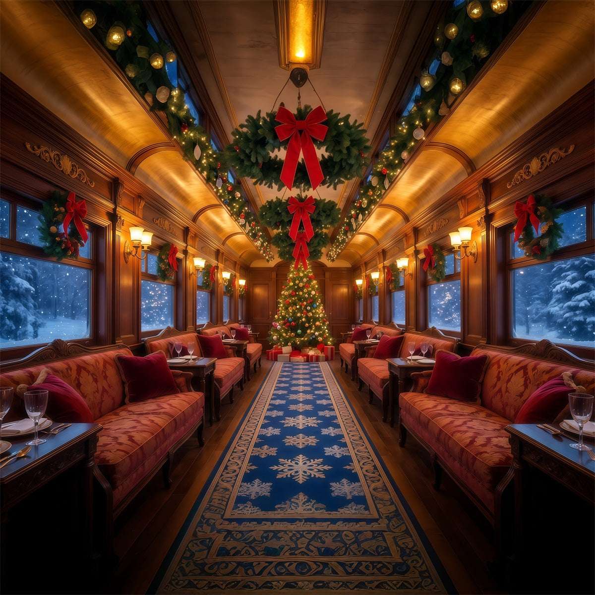 Weihnachtlicher Fotohintergrund Festliche Zuglounge RR610-61