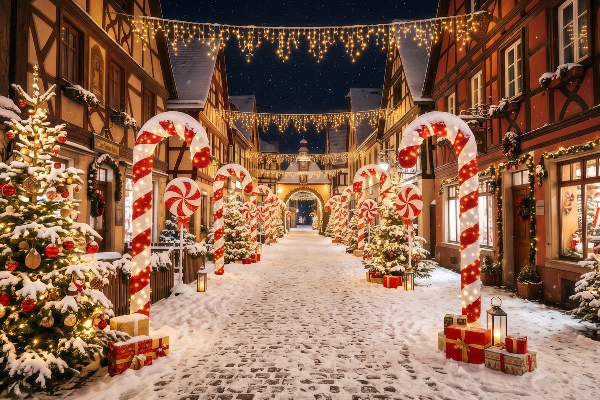Weihnachtsdorf-Hintergrund Zuckerstangenstraße RR610-64
