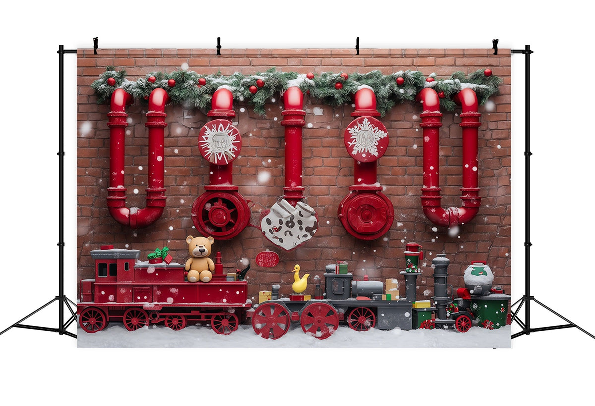 Weihnachtlicher Hintergrund Rote Spielzeugeisenbahn-Dekoration RR610-72
