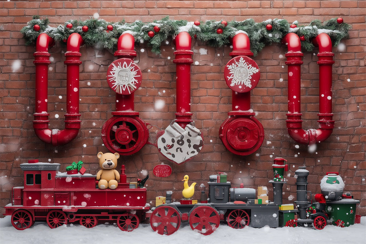 Weihnachtlicher Hintergrund Rote Spielzeugeisenbahn-Dekoration RR610-72