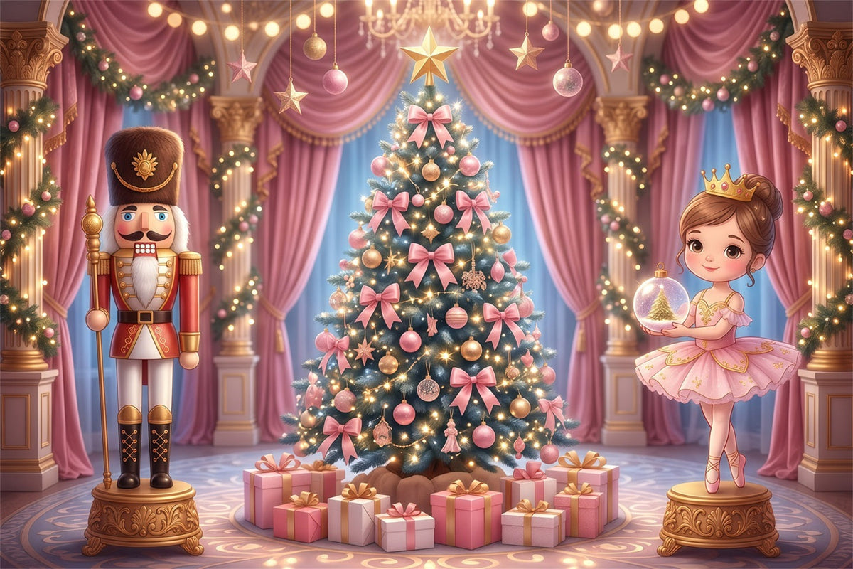 Nussknacker Ballett Hintergrund Rosa Palast Schleifenbaum RR610-8