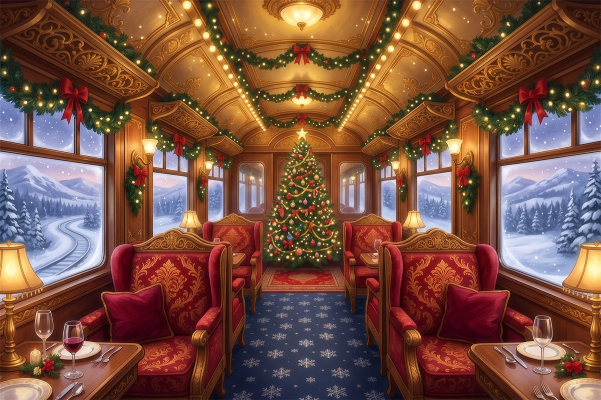 Weihnachtlicher Fotohintergrund Festlicher Eisenbahnwagen RR610-91