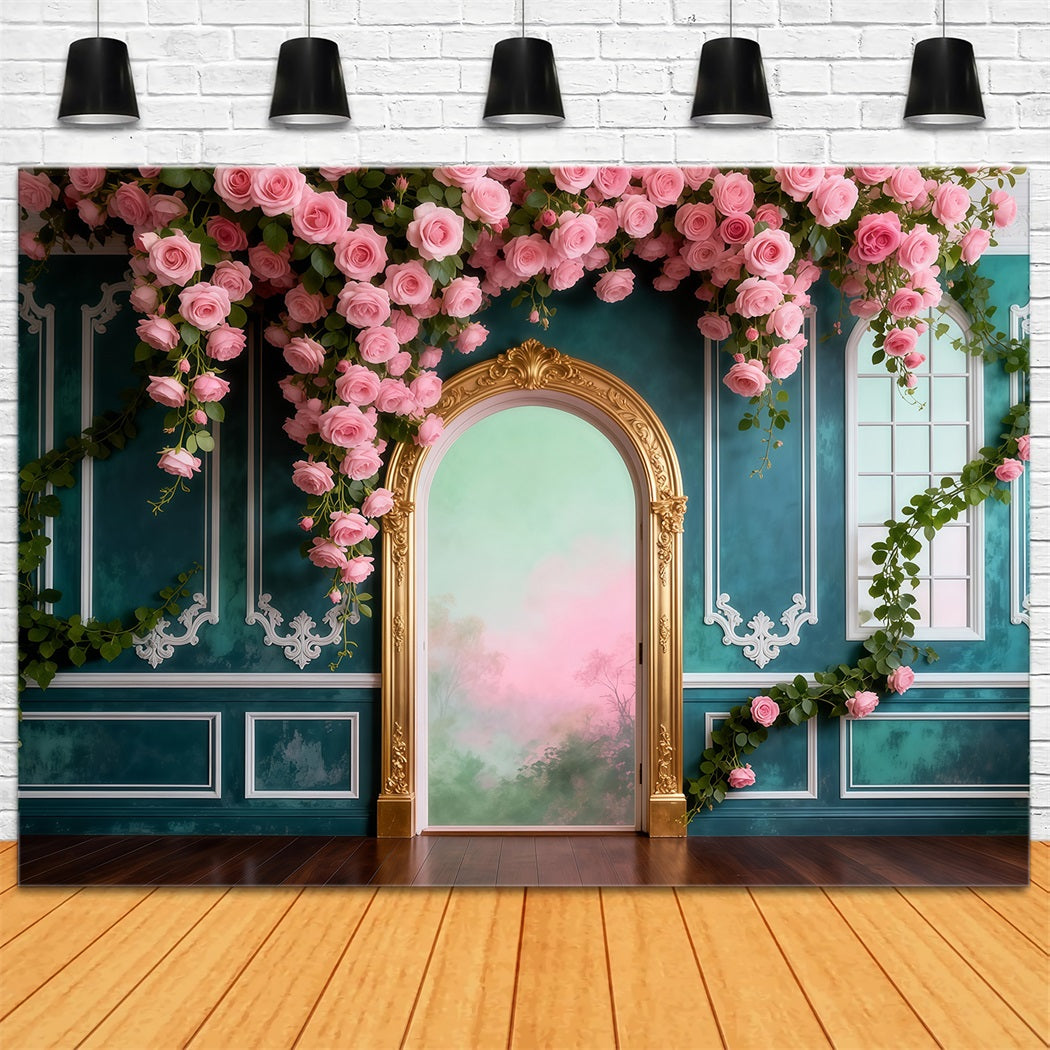 Hängender Weinreben-Hintergrund Mit Rosen drapierter Palast Retro-Wand Frühlingsfotografie-Hintergründe RR62-43