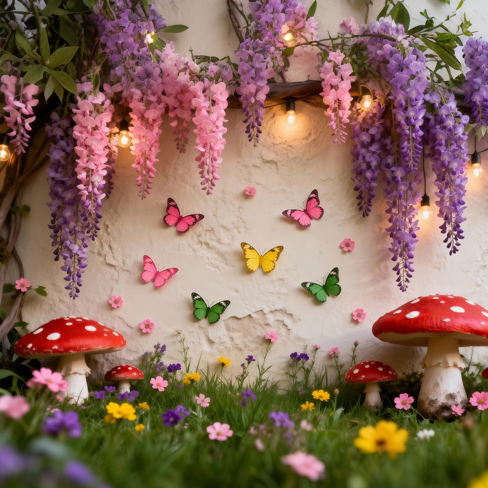 Ideen für Schmetterlings-Hintergründe Verzauberte Blumenfee-Wand Frühlingsbild-Hintergrund RR62-44