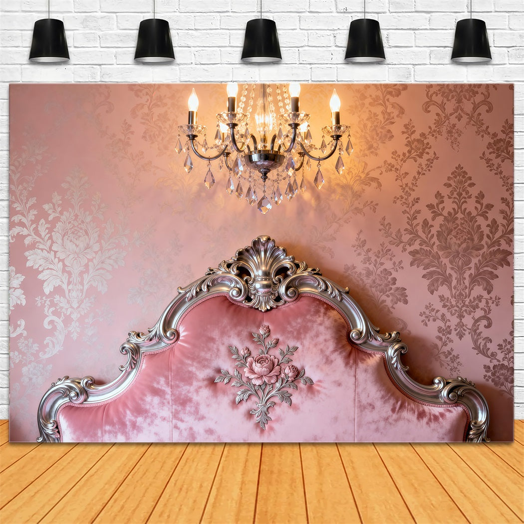Boudoir-Fotografie-Hintergründe Ornate Pink Damask Romance Kopfteil-Hintergrund RR62-53