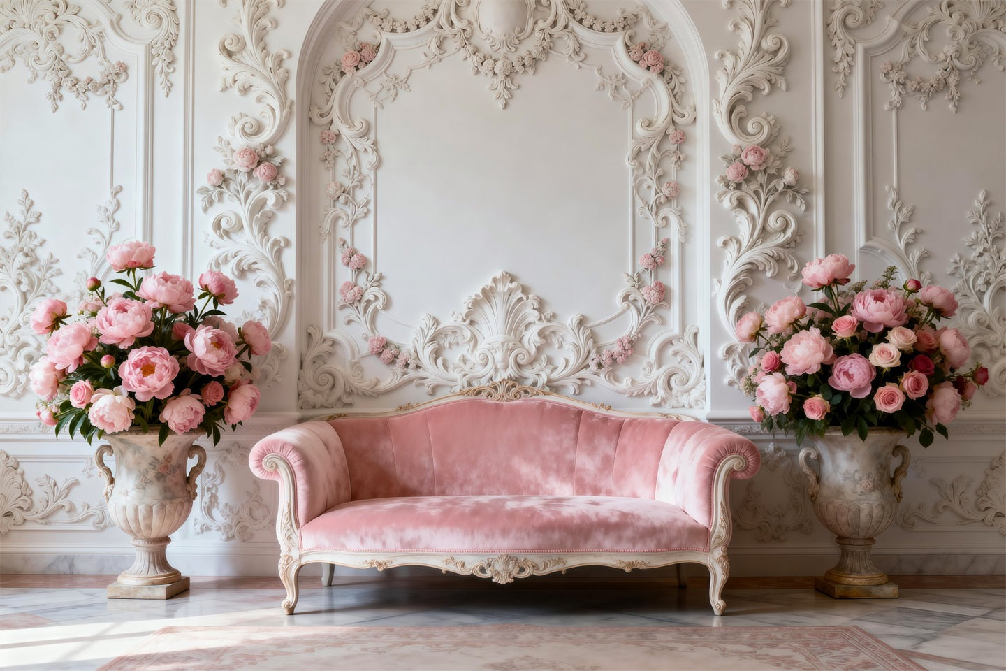 Boudoir-Fotohintergründe Klassischer elfenbeinfarbener Rokoko-Lounge Vintage Wandhintergrund RR62-64