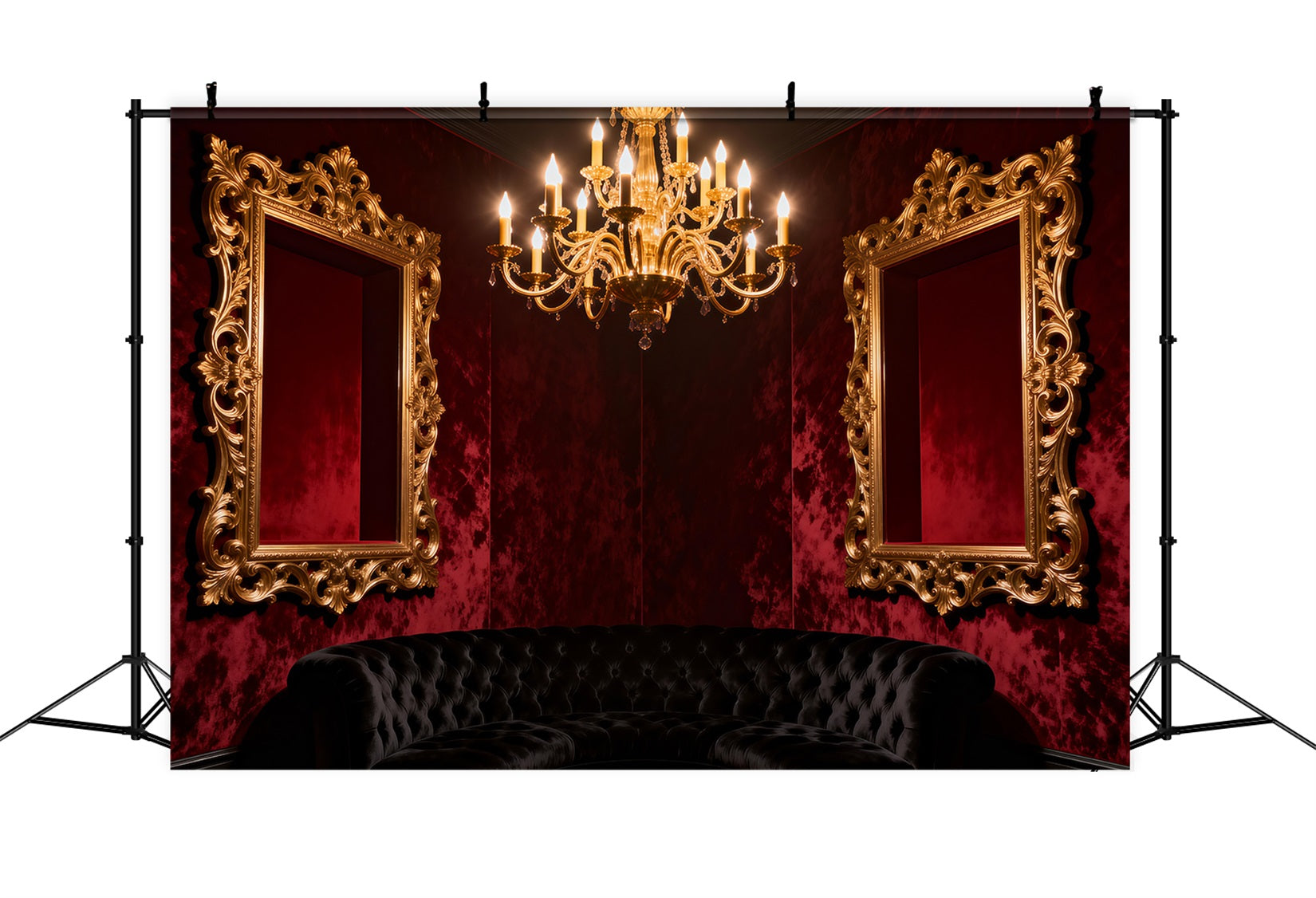 Boudoir-Hintergründe Purpurroter Samt Vergoldeter Spiegel Lounge Antike Fotografie-Hintergründe RR62-75