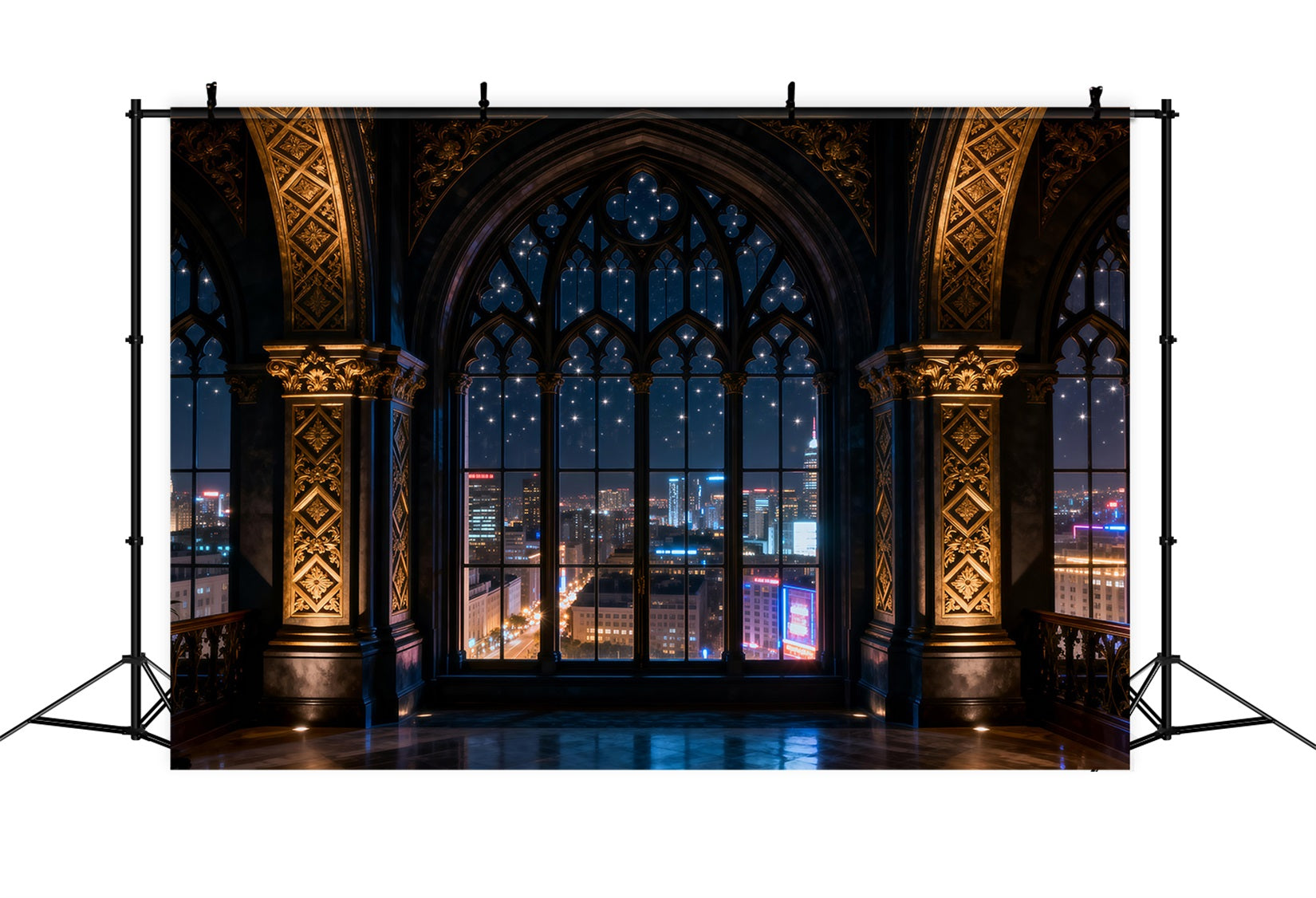 Boudoir-Hintergründe Gotische Stadtbeleuchtung Kathedralfenster-Hintergründe für Boudoir RR62-83