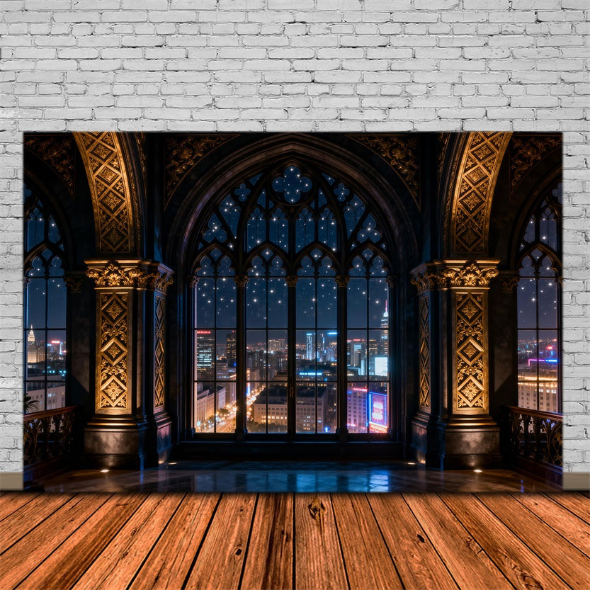Boudoir-Hintergründe Gotische Stadtbeleuchtung Kathedralfenster-Hintergründe für Boudoir RR62-83