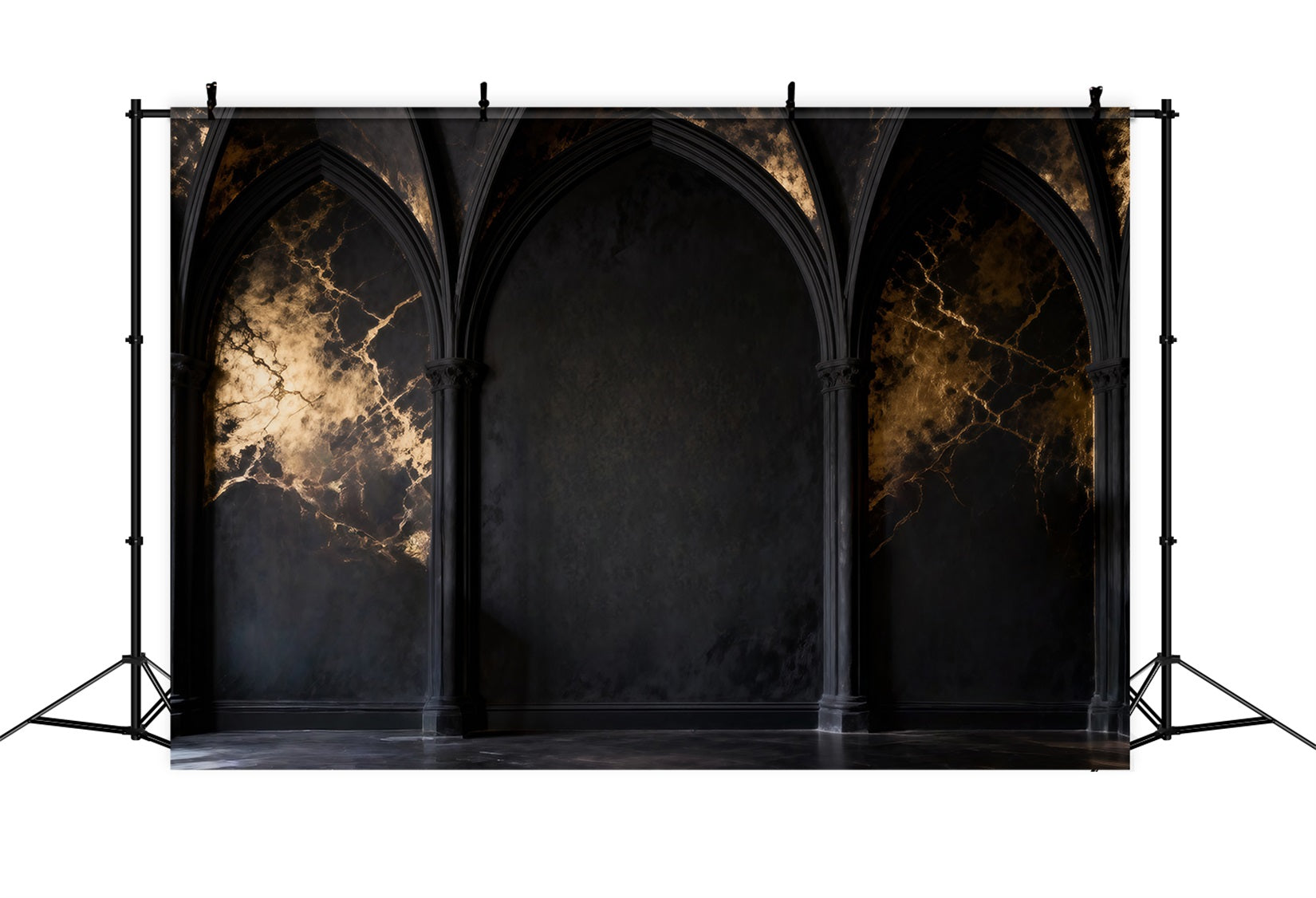 Ideen für Boudoir-Hintergründe Schwarzer Marmor mit goldenen Adern Bögen Vintage-Wandhintergrund RR62-84