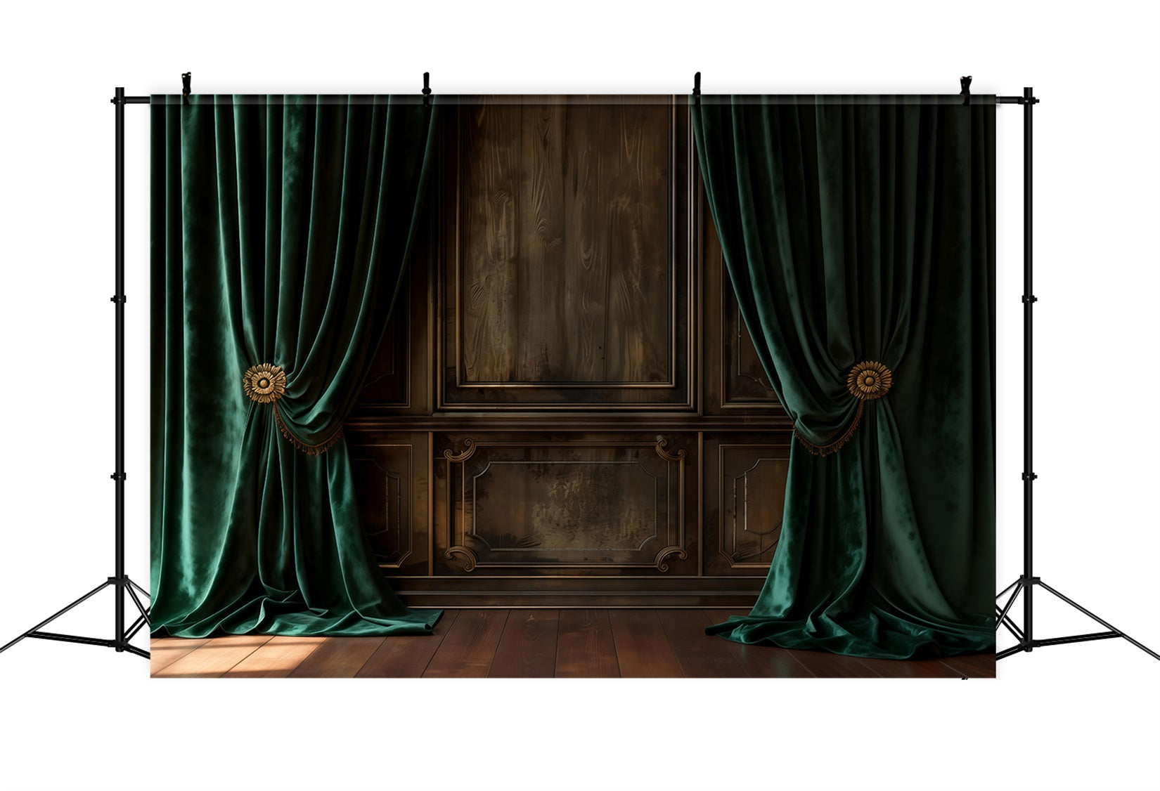 Hintergründe für Boudoir-Fotografie Smaragdgrüner Samt drapierte Holzwand Vintage-Studiohintergrund RR62-85