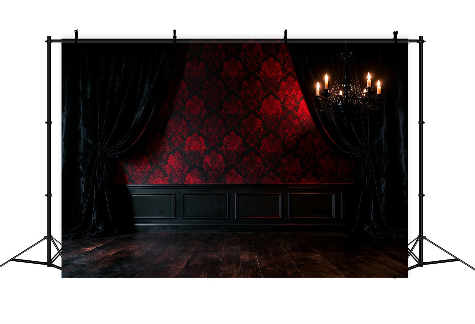 Ideen für Boudoir-Hintergründe Purpurroter Damast Schatten Kronleuchter Vintage-Fotohintergründe RR62-86