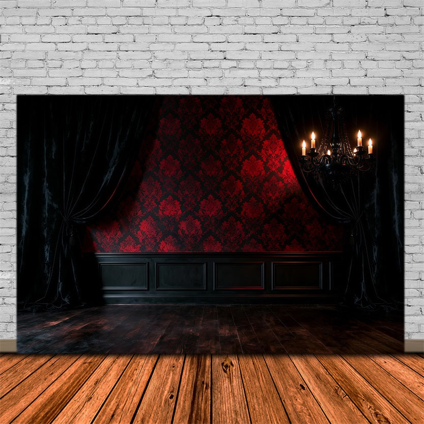 Ideen für Boudoir-Hintergründe Purpurroter Damast Schatten Kronleuchter Vintage-Fotohintergründe RR62-86