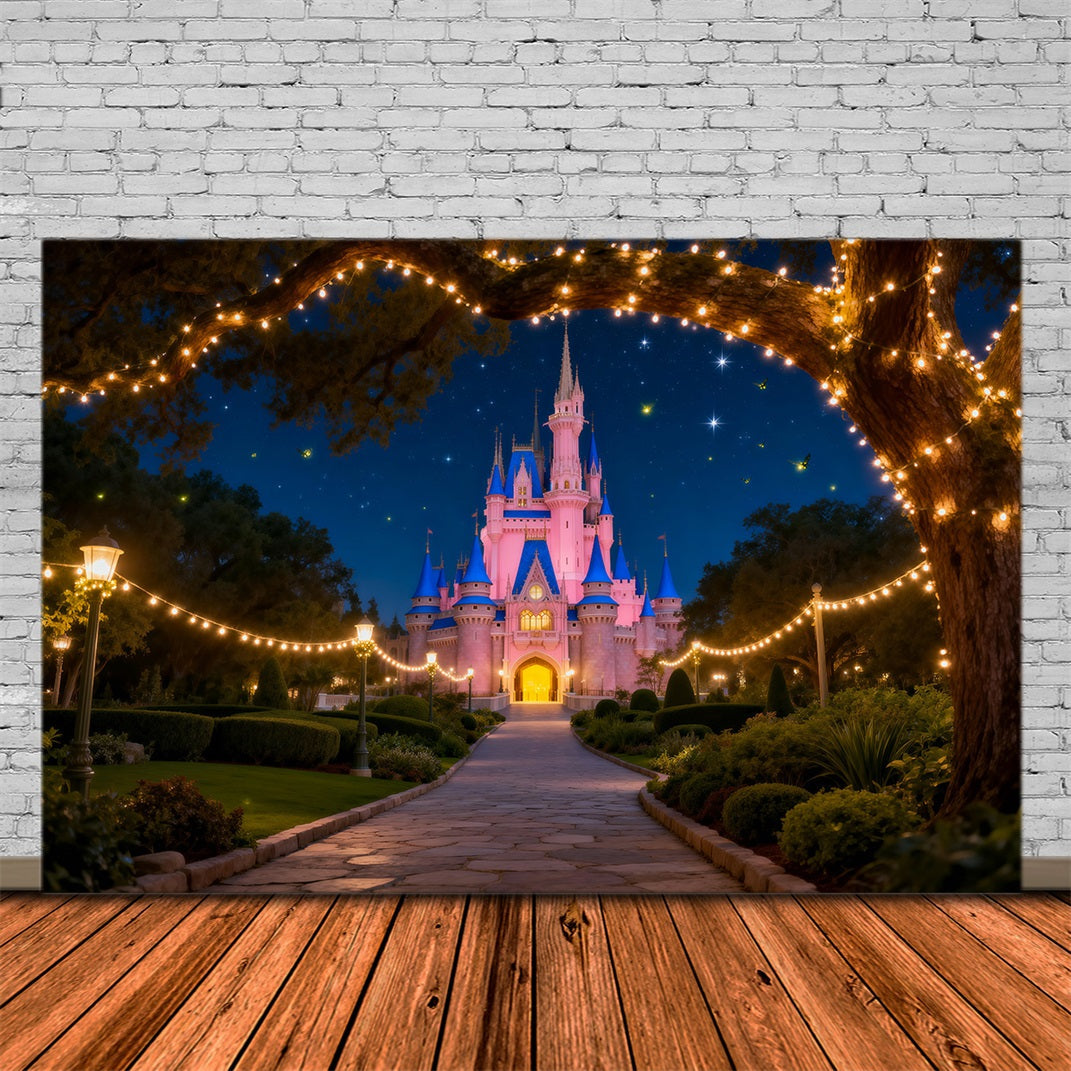 Hintergrund Wald Märchenschloss Nachtlichtpfad Wald-Hintergründe für die Fotografie RR63-132