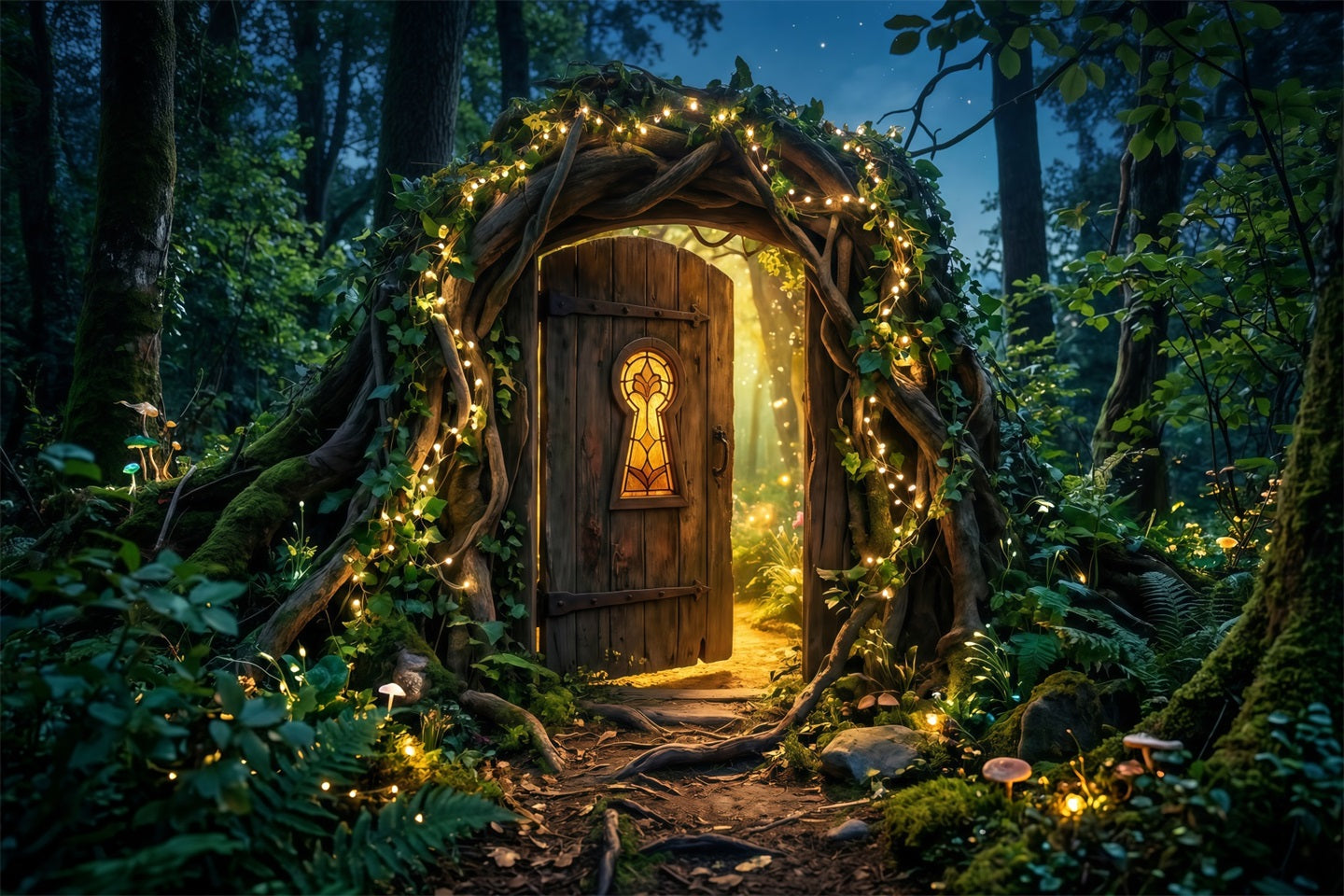 Fotohintergründe Wald Mystischer Waldweg Tür Goldenes Licht Eingang Waldhintergrund RR63-155