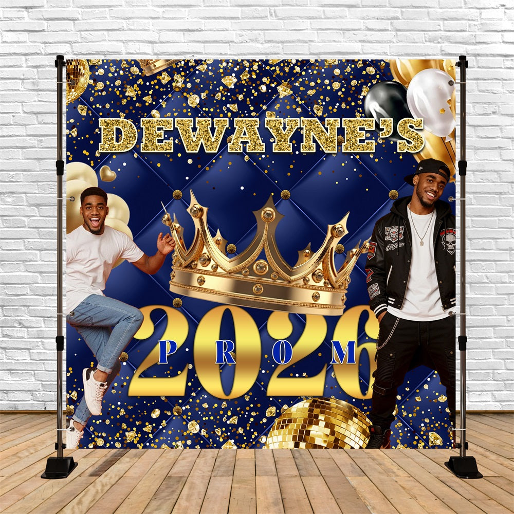 80er-Jahre-Abschlussball-Hintergrund Goldene Krone Discokugel Individueller Abschlussball-Hintergrund RR63-65