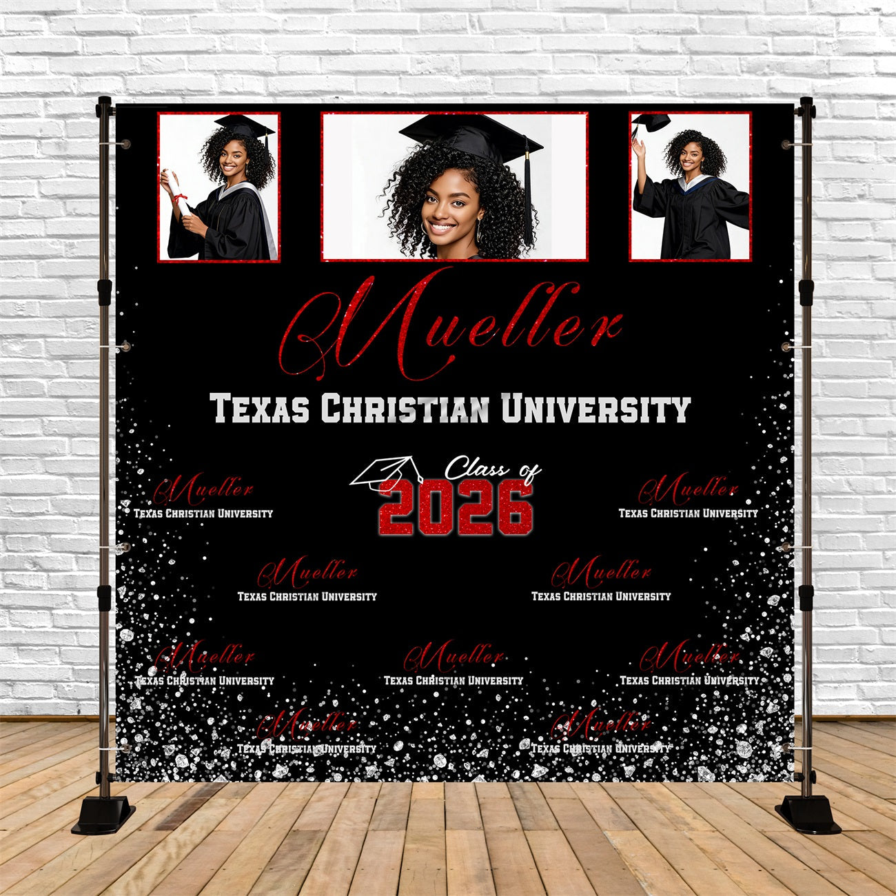 Erinnerungscollage-Abschlusshintergrund Silbernes Glitzer-Diamant-Abschlusshintergrund RR63-74