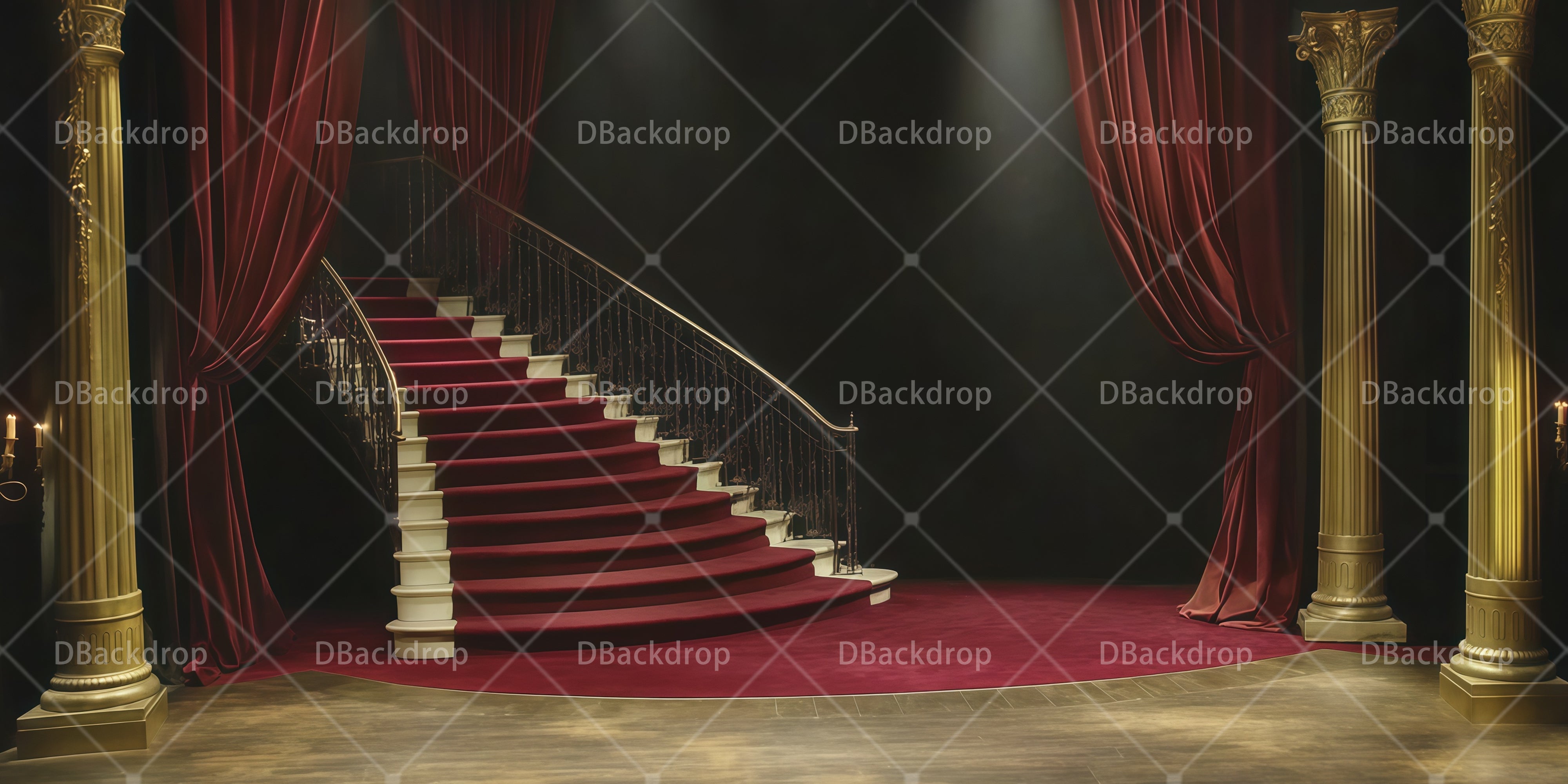 Bühnenhintergrund Roter Teppich Treppe Theaterkulisse RR66-T50