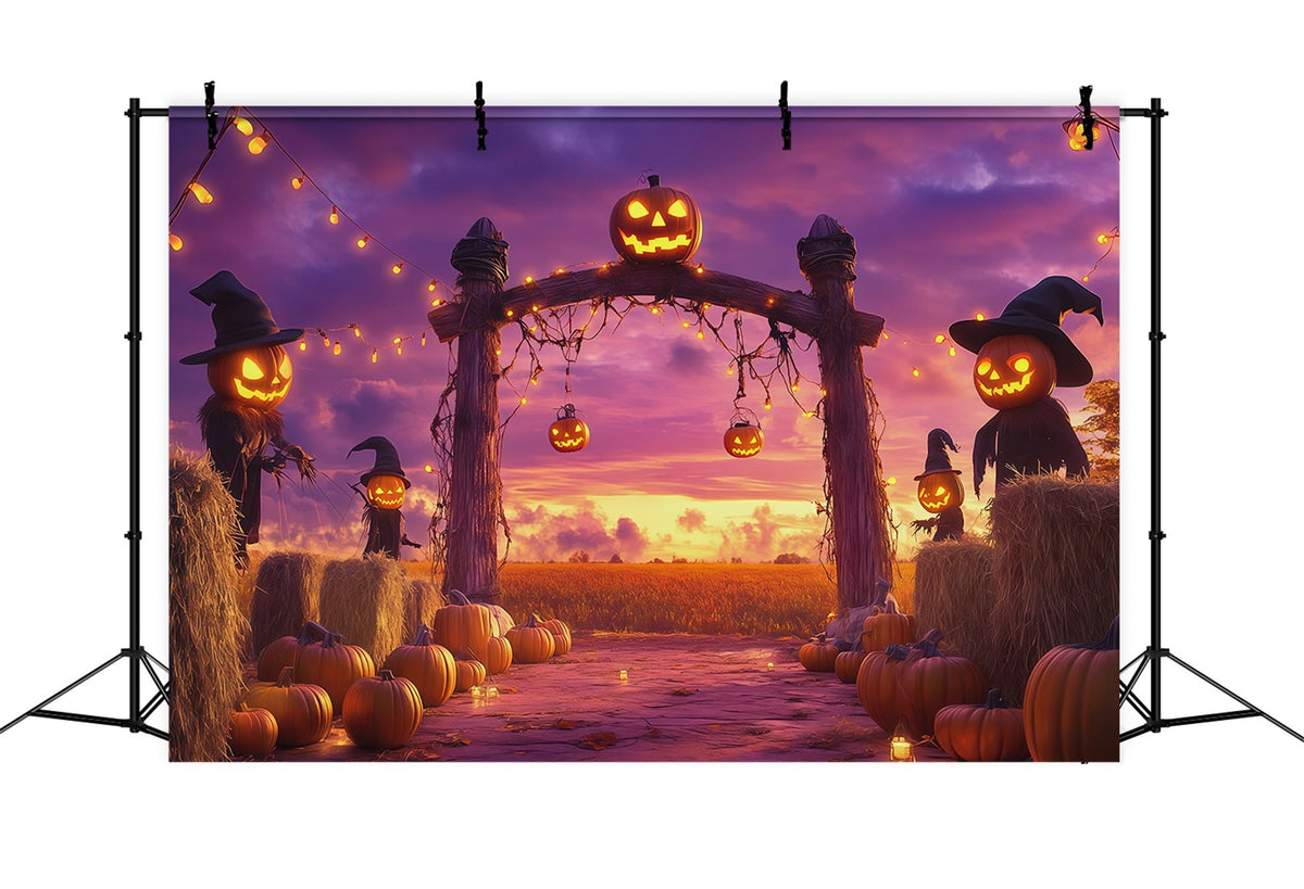 Halloween-Kürbis-Hintergrund Erntebogen Vogelscheuchen Halloween-Fotohintergrund-Ideen RR67-12