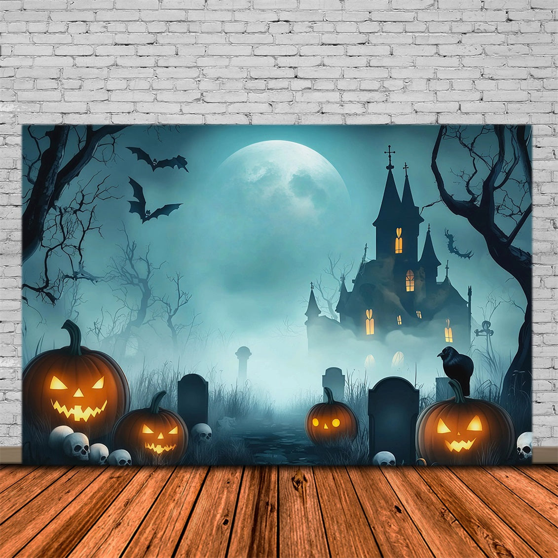 Halloween-Garage-Kulisse Nebelkürbis-Spukhaus-Kulissen Für Halloween RR67-125