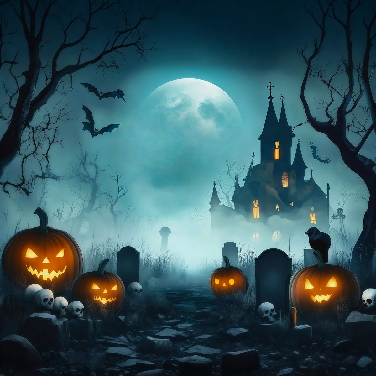 Halloween-Garage-Kulisse Nebelkürbis-Spukhaus-Kulissen Für Halloween RR67-125