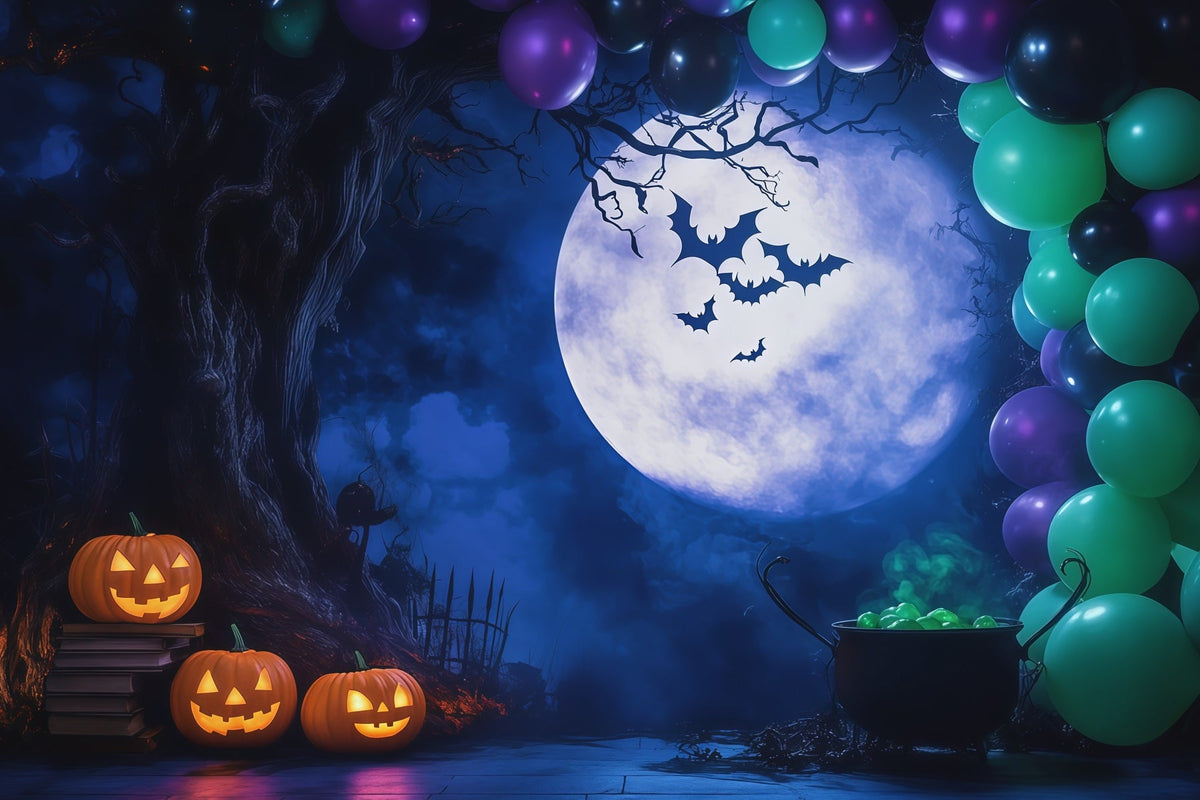 Halloween-Ballonhintergrund Mondballon Kesselparty Halloween-Themenhintergrund RR67-130