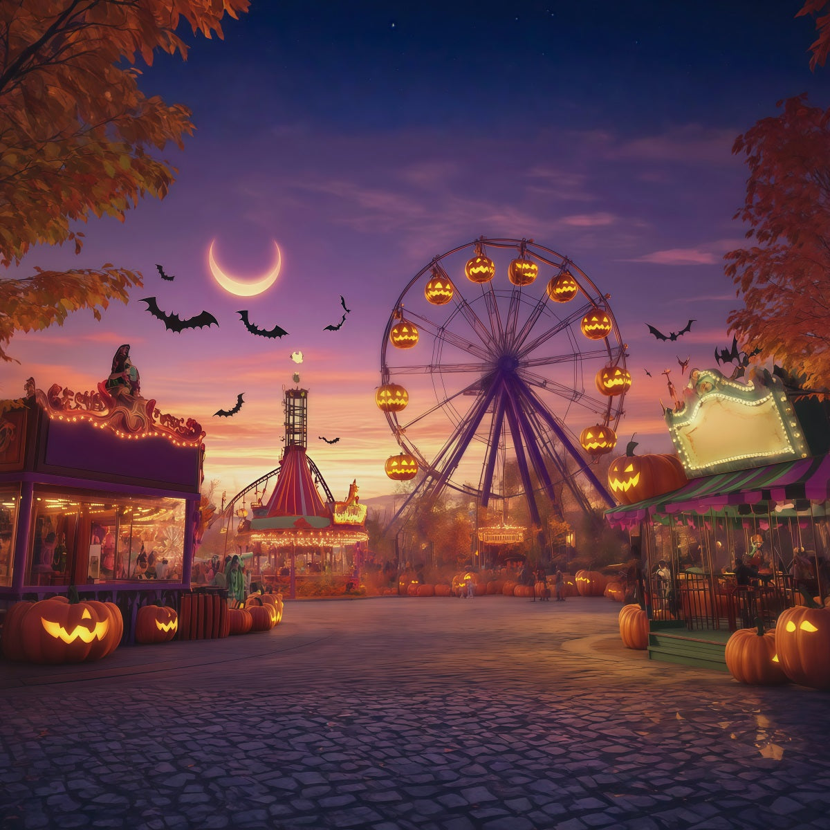 Halloween-Karnevals-Hintergrund Halbmond Kürbis Diy Halloween-Hintergrund RR67-139