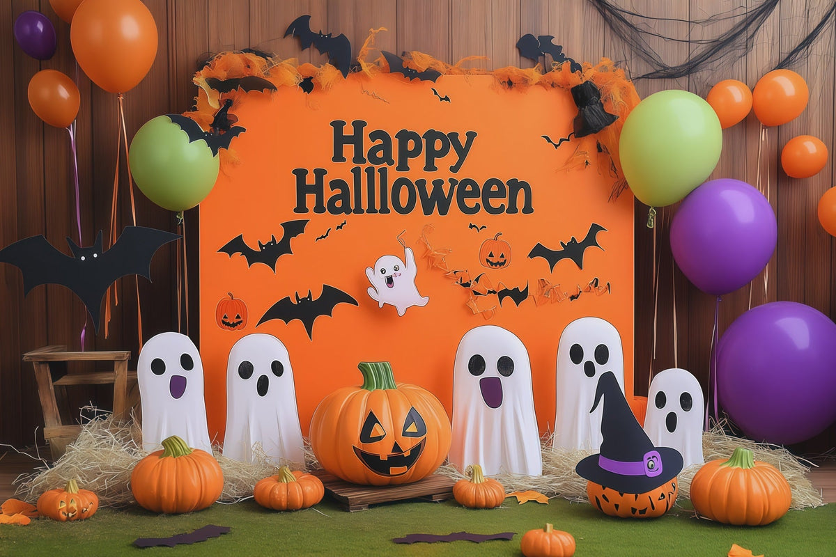 Halloween-Party-Fotohintergrund Fröhlicher Geist Kürbis Halloween-Hintergrund RR67-150