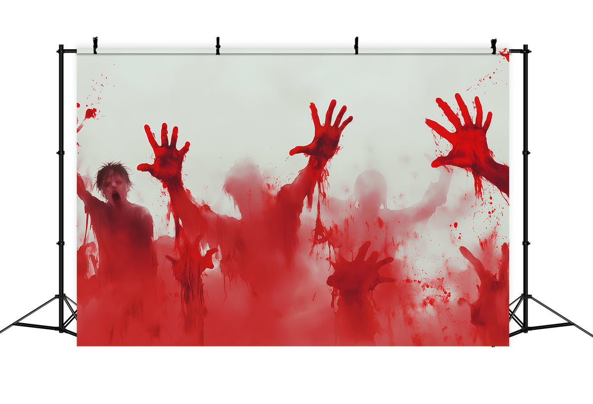 Halloween-BlutkulisseBlutige Zombie-Handabdrücke RR67-151