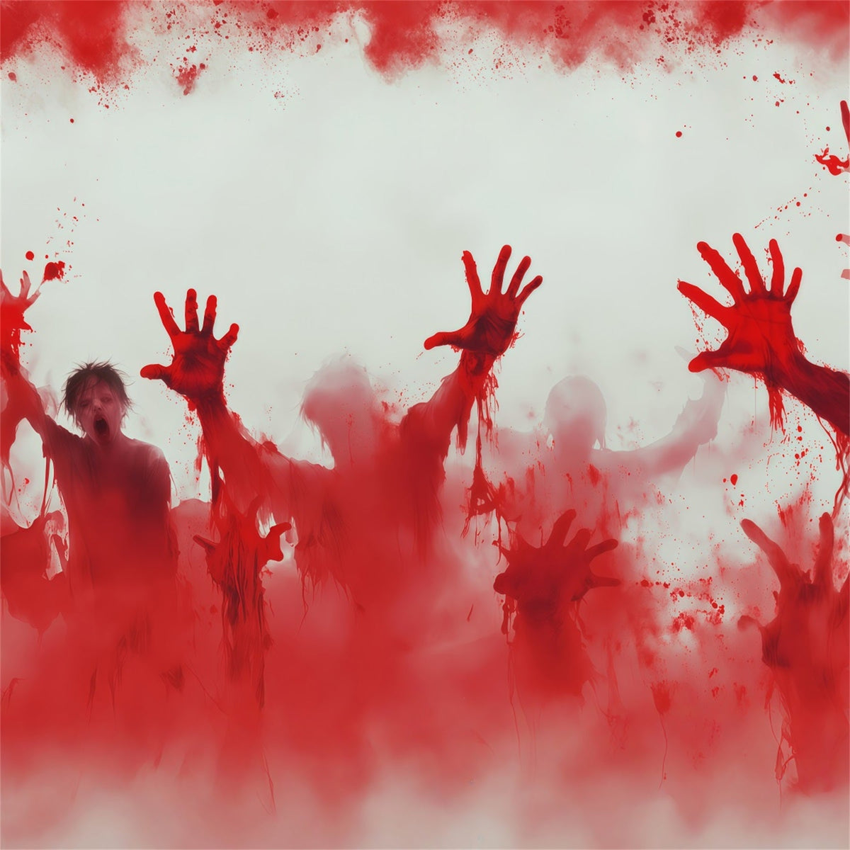 Halloween-BlutkulisseBlutige Zombie-Handabdrücke RR67-151