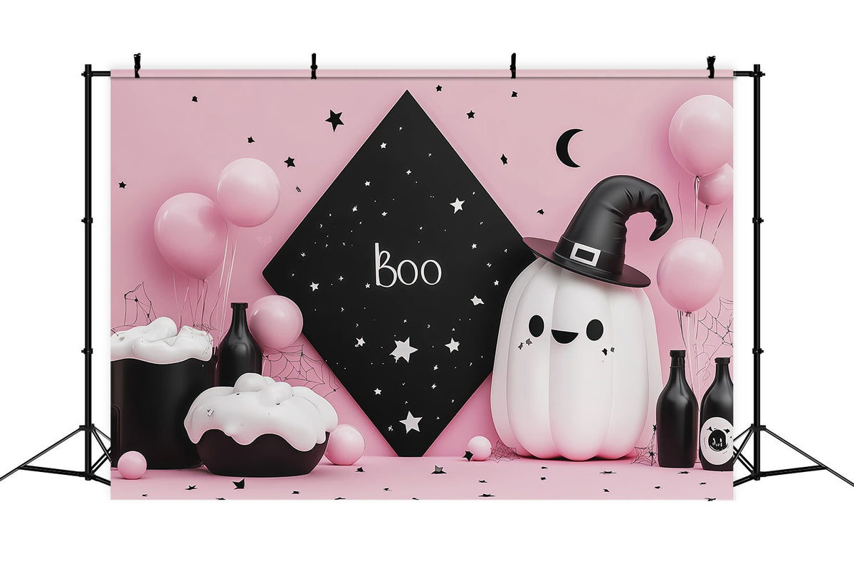 Niedliche Halloween-Hintergründe Rosa Geister-Zaubertrank-Party-Halloween-Hintergründe Szenenbildner RR67-155
