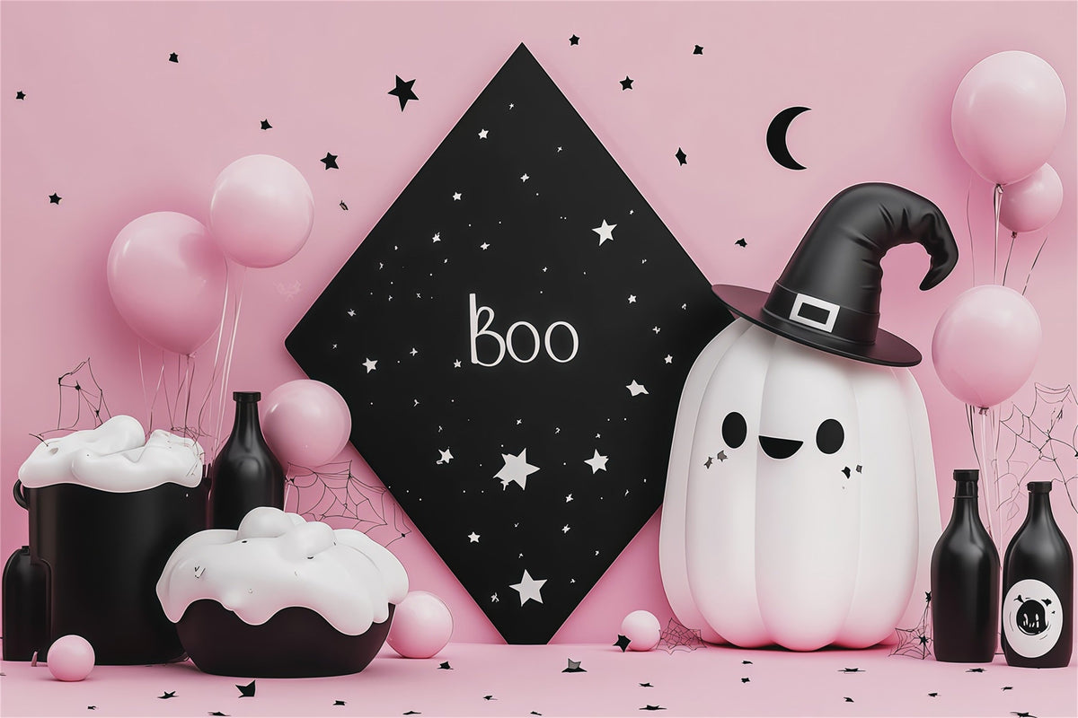 Niedliche Halloween-Hintergründe Rosa Geister-Zaubertrank-Party-Halloween-Hintergründe Szenenbildner RR67-155