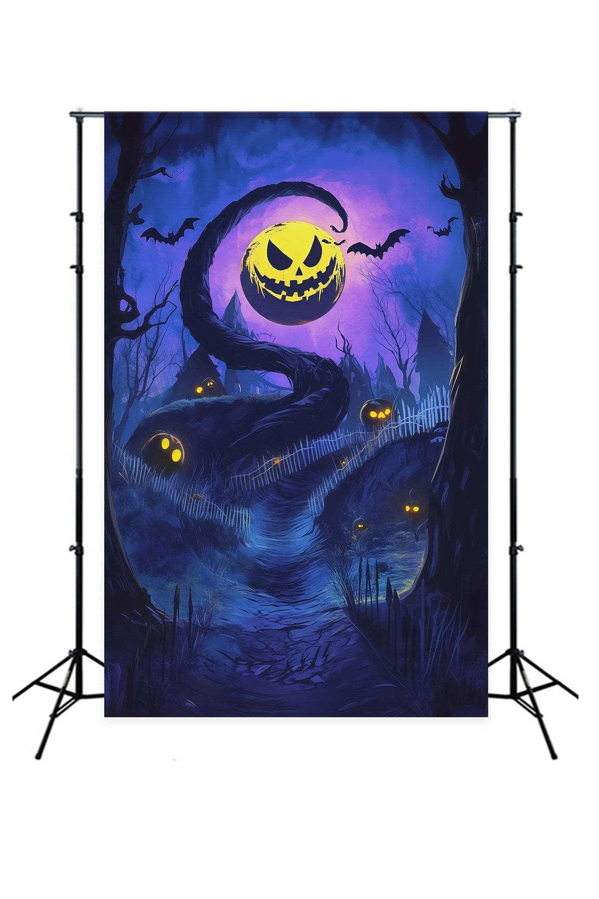 Halloween-Hintergrund Für Den AußenbereichVerdrehter Kürbis Mondpfad Gruseliger Halloween-Hintergrund RR67-158