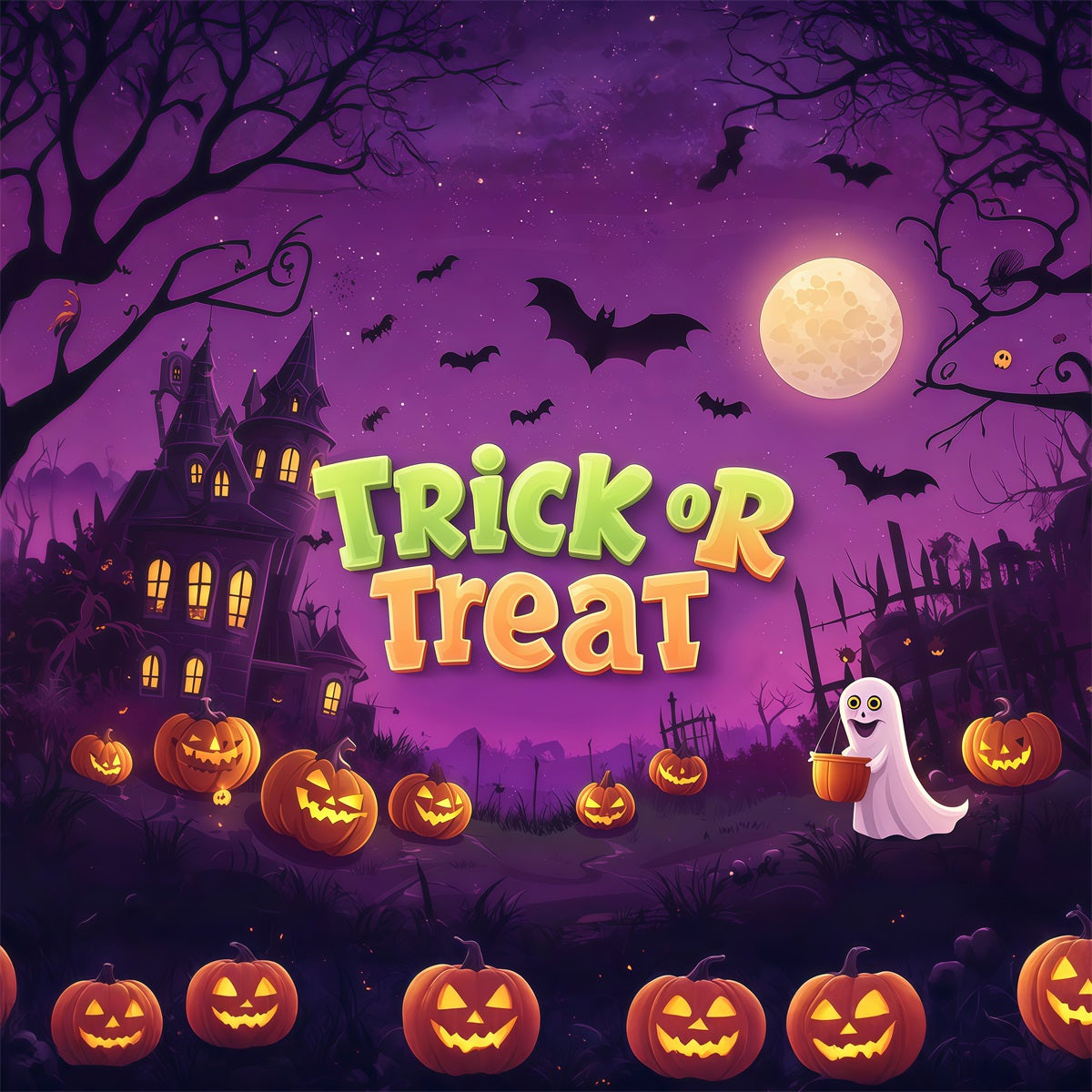 Halloween- Oder Hochzeitskulisse Mit Geisterkürbis Und Spukschloss RR67-170