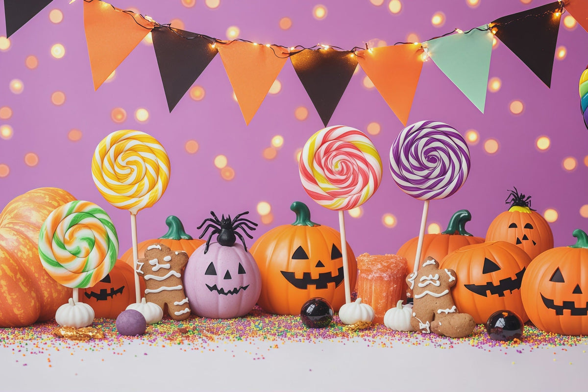 Halloween-Süßigkeiten-Hintergrund Kürbis-Lutscher-Party-Hintergrund Zum Thema Halloween RR67-171