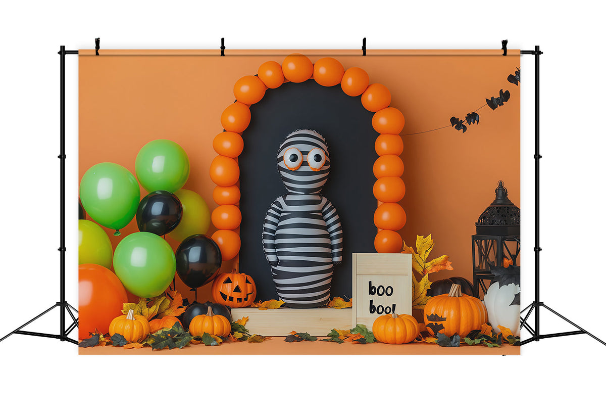 Halloween-Ballon-Hintergrundideen Gestreifter Mumienbogen Halloween-Kartonhintergründe RR67-182
