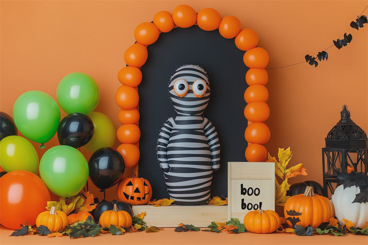 Halloween-Ballon-Hintergrundideen Gestreifter Mumienbogen Halloween-Kartonhintergründe RR67-182