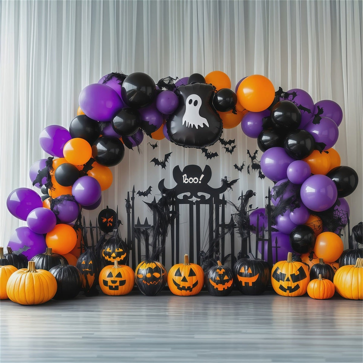 Halloween-Ballon-Fotohintergrund Geister-Kürbisbogen Halloween-Hintergrund Für Den Außenbereich RR67-185