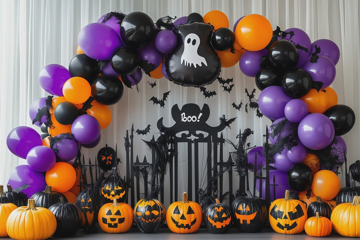 Halloween-Ballon-Fotohintergrund Geister-Kürbisbogen Halloween-Hintergrund Für Den Außenbereich RR67-185