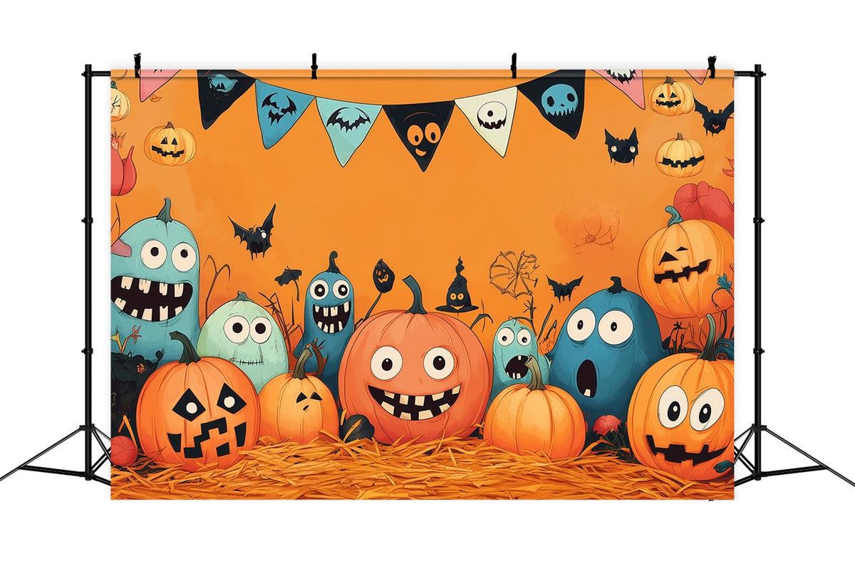 Kürbis-Hintergrundideen Cartoon-Monster-Party Halloween-Bildhintergründe RR67-190