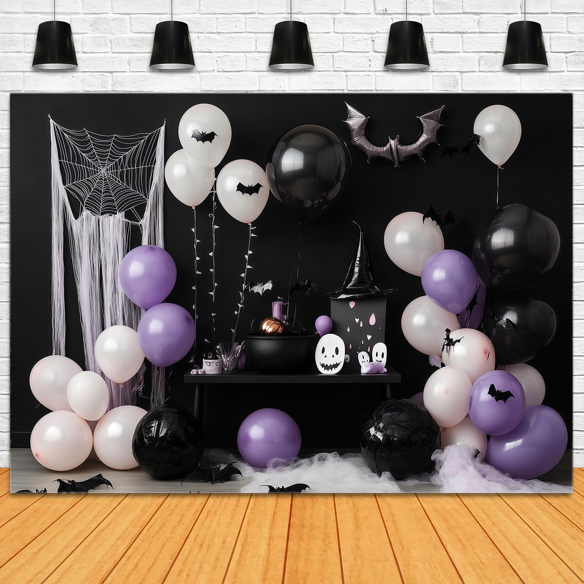 Halloween-Ballonbogen-Hintergrund Hexenkessel-Party Halloween-Babyparty-Hintergrund RR67-198