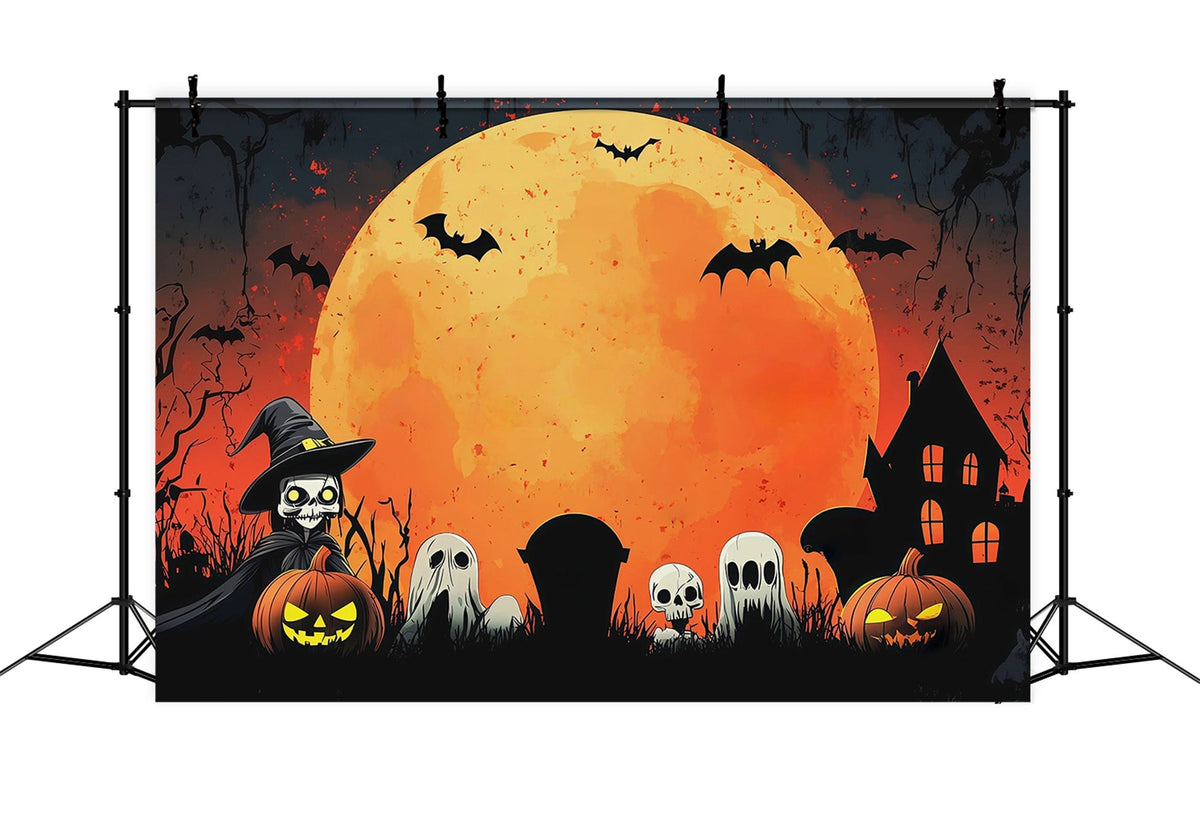Halloween-Fotohintergrund Orange Moon Ghost Gathering Für Halloween-Partys RR67-20