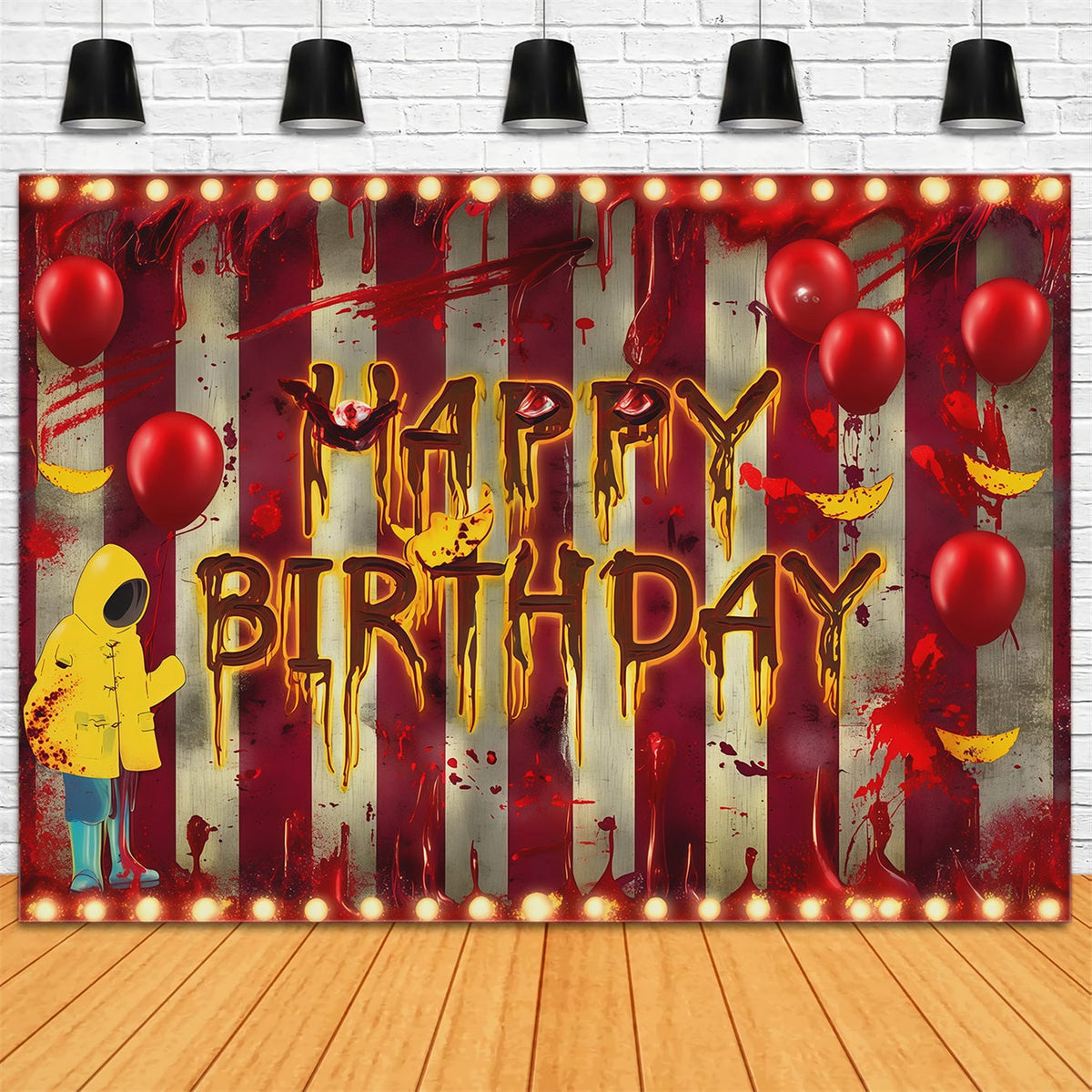 Halloween-Fotohintergrund Blutige Buchstaben Ballonwand Halloween-Geburtstagshintergrund RR67-26