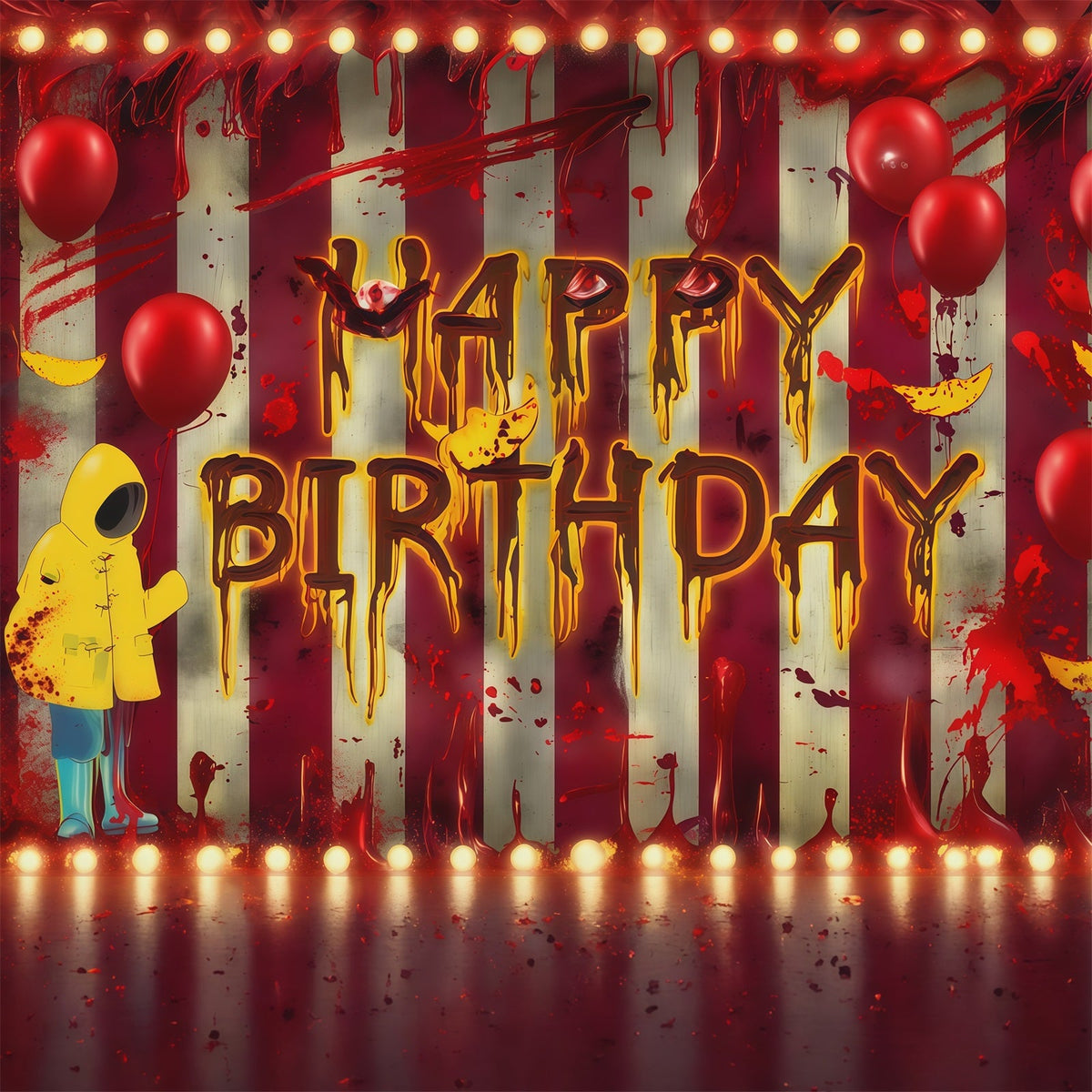 Halloween-Fotohintergrund Blutige Buchstaben Ballonwand Halloween-Geburtstagshintergrund RR67-26